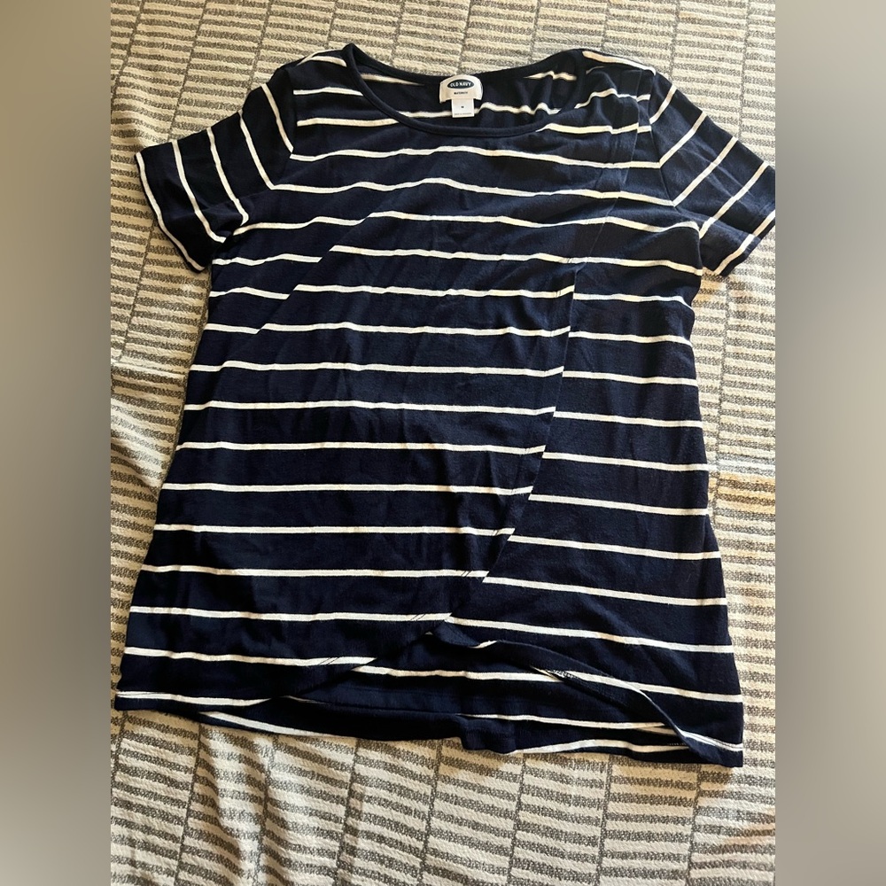 Old Navy maternity Blue and White breast fitting Short Sleeve Tee - Picture 2 of 3